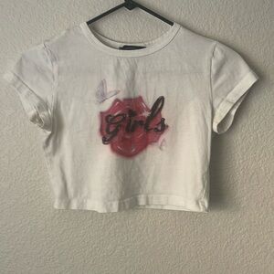 Cider Crop White Tee Women’s Size Small